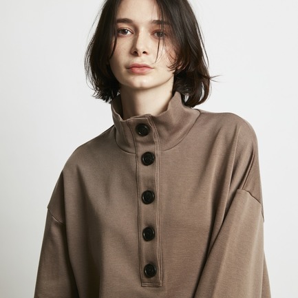 WOOL JERSEY STAND NECK PO 詳細画像 ダークブラウン 15