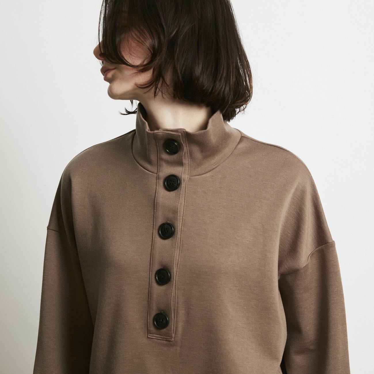 WOOL JERSEY STAND NECK PO 詳細画像 ダークブラウン 14