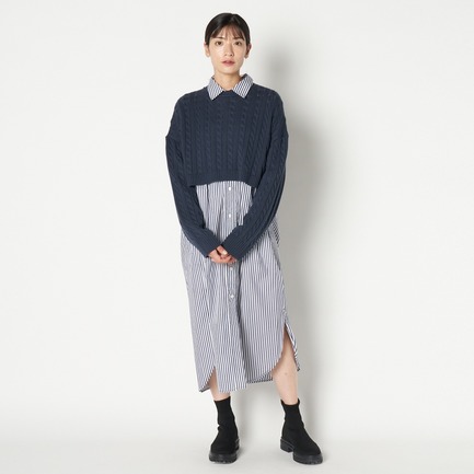 COTTON WOOL CABLE SHORT TOP 詳細画像 ネイビー 7