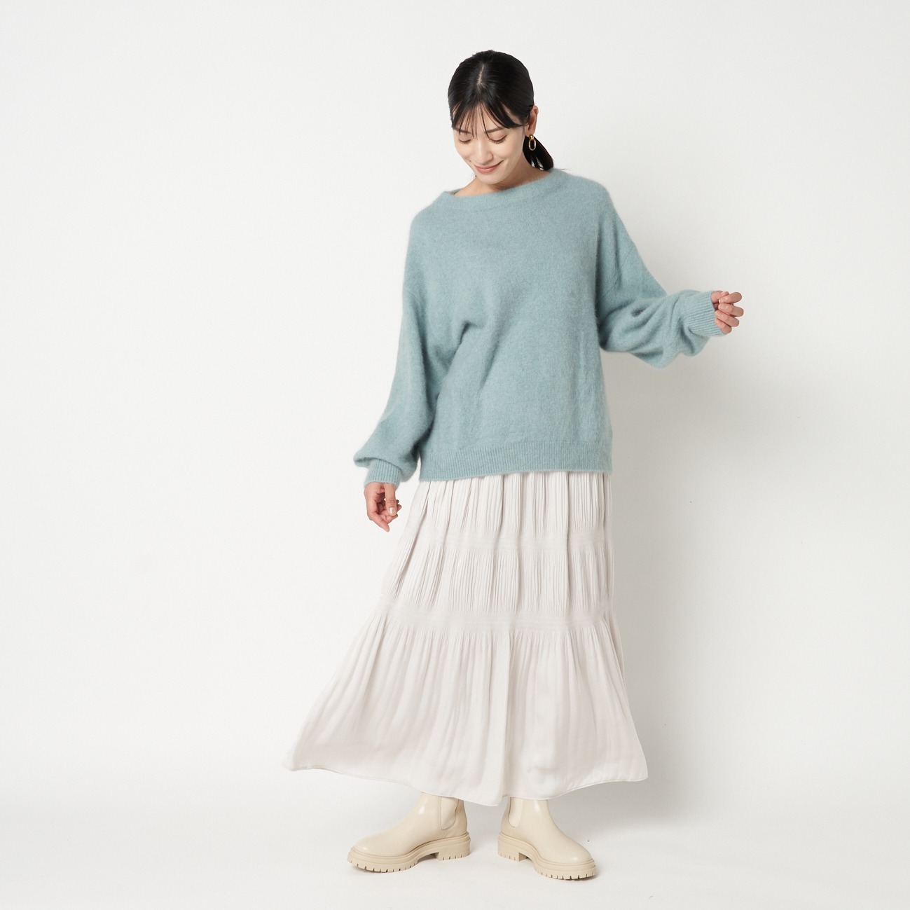 MAJOLICA PLEATED SKIRT 詳細画像 アイボリー 5