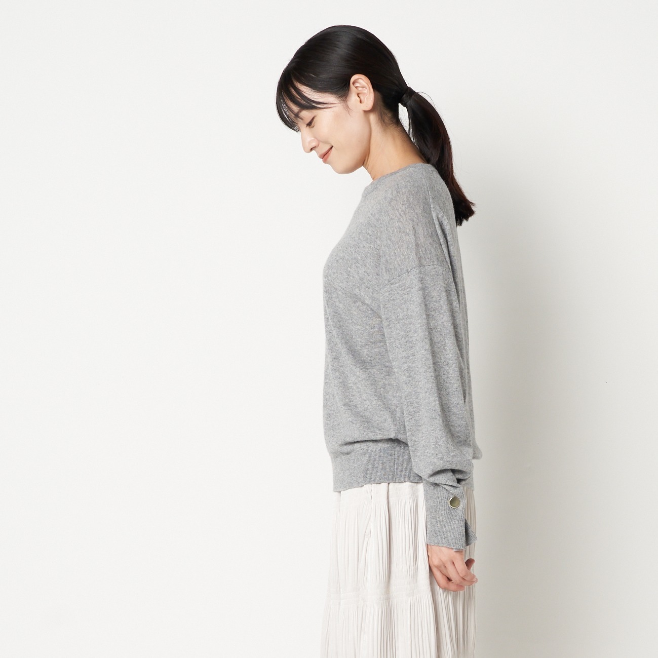BUTTON SLEEVE KNIT 詳細画像 ミディアムグレー 7