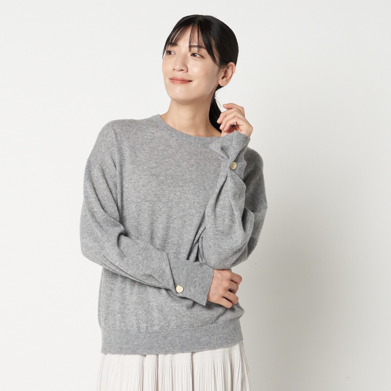 BUTTON SLEEVE KNIT 詳細画像 ミディアムグレー 9