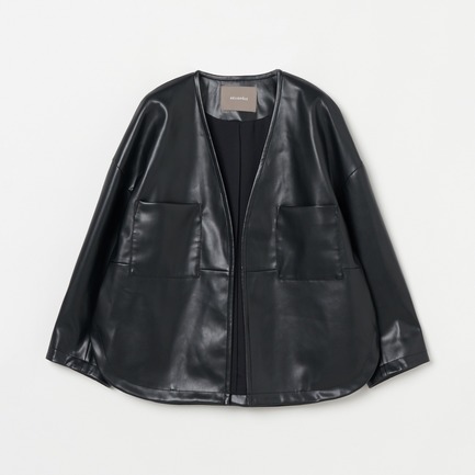 SYNTHETIC MATERIAL NO-COLLAR JACKET