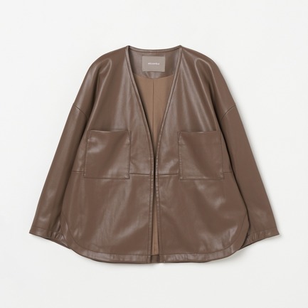 SYNTHETIC MATERIAL NO-COLLAR JACKET