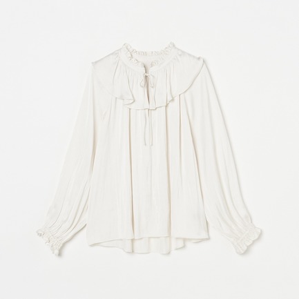 SATIN RUFFLES BLOUSE 詳細画像 アイボリー 1