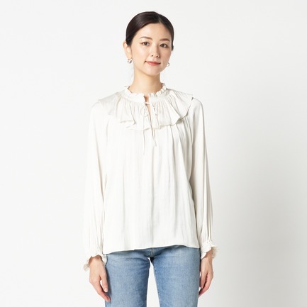 SATIN RUFFLES BLOUSE 詳細画像 アイボリー 1