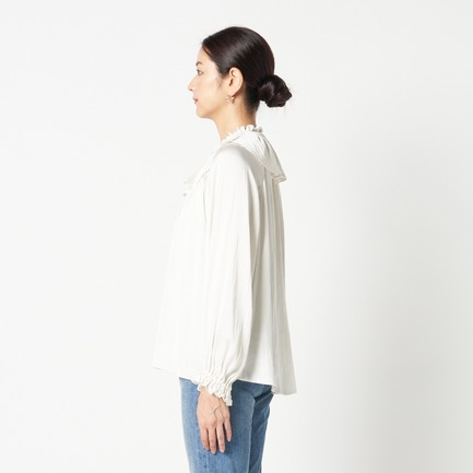 SATIN RUFFLES BLOUSE 詳細画像 アイボリー 2