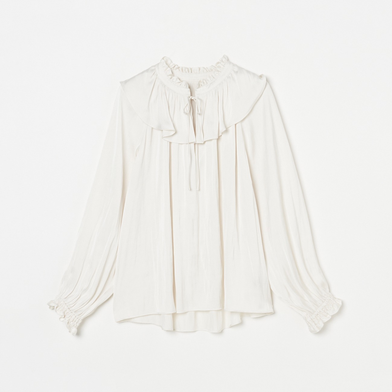 SATIN RUFFLES BLOUSE 詳細画像 アイボリー 1