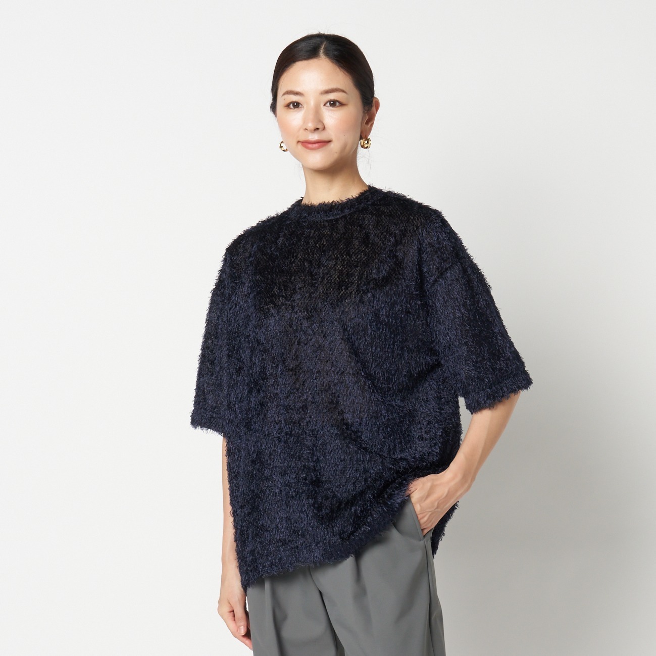 JACQUARD TEE BLOUSE 詳細画像 ネイビー 9