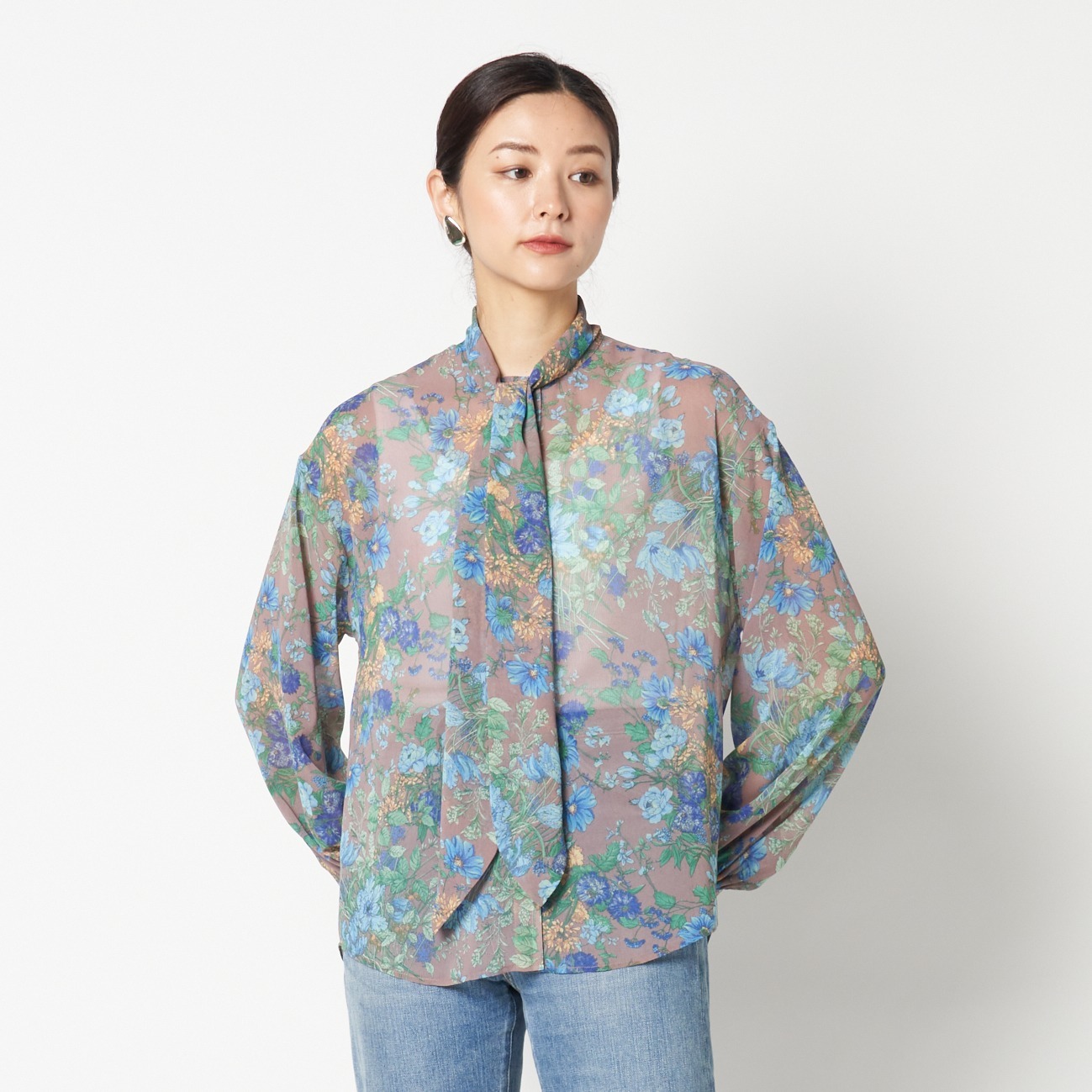 PRINTED BOWTIE BLOUSE 詳細画像 ベージュ 4