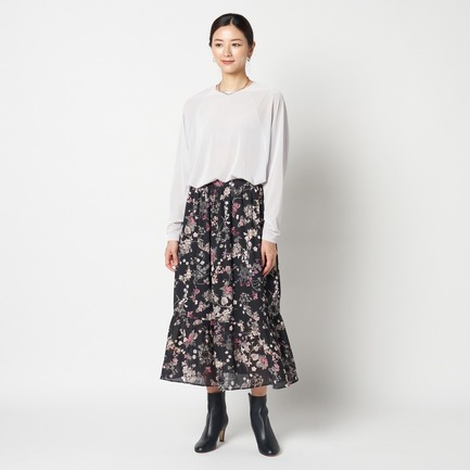 PRINTED GATHERED SKIRT 詳細画像 ブラック 4