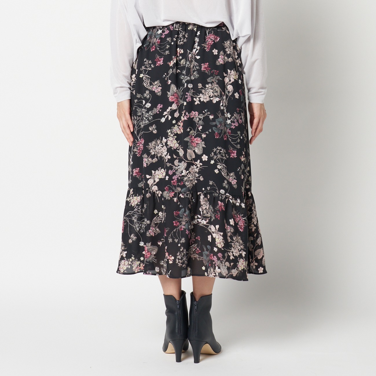 PRINTED GATHERED SKIRT 詳細画像 ブラック 3