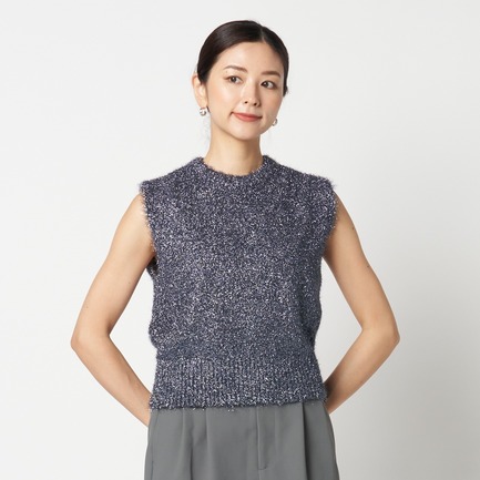 FEATHER YARN GLITTER KNIT VEST 詳細画像 ネイビー 5