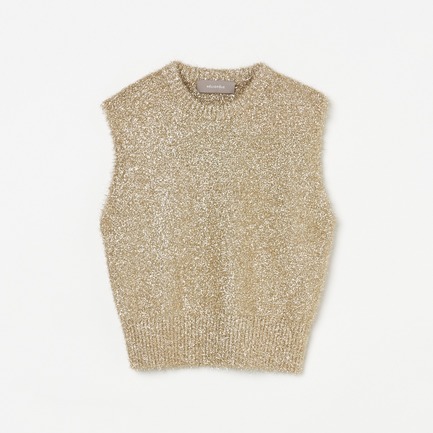 FEATHER YARN GLITTER KNIT VEST