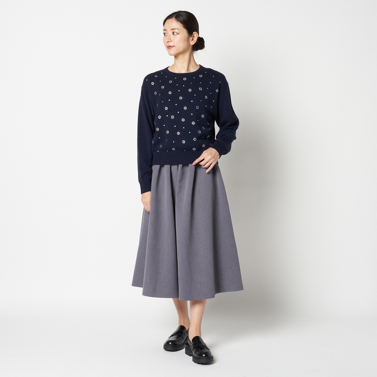 HIGH WAIST RANDOM TUCK SKIRT 詳細画像 ミディアムグレー 9