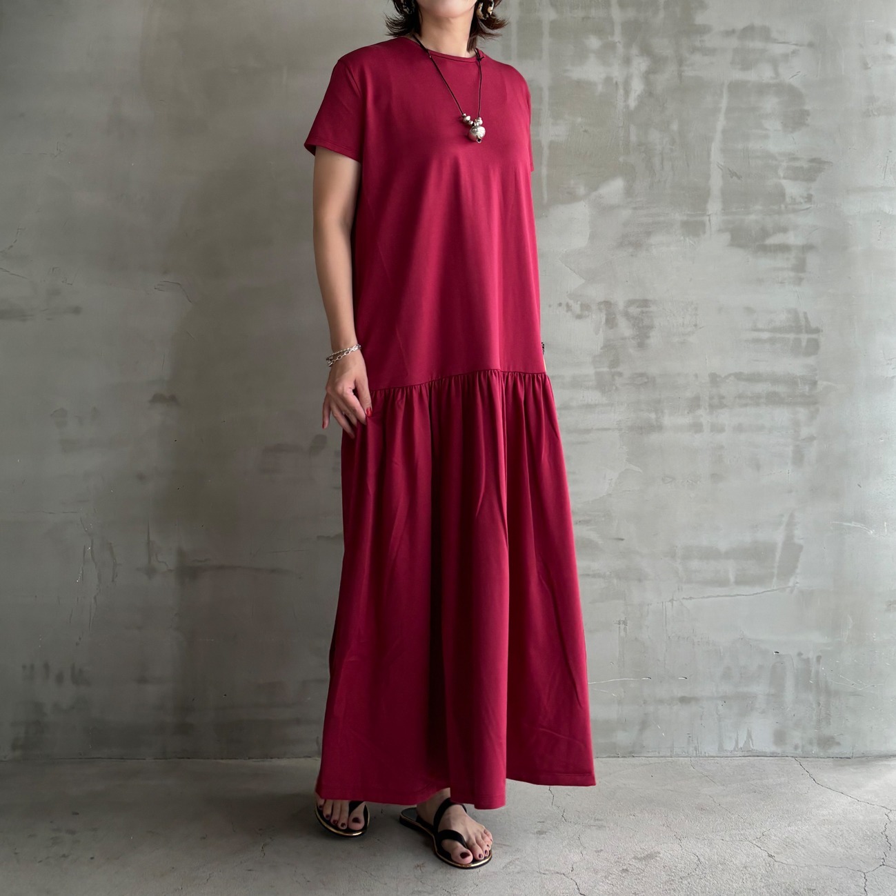 COTTON JERSEY DRESS 詳細画像 レッド 1