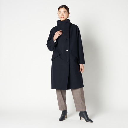 WOOL MELTON STAND COLLAR COAT 詳細画像 ネイビー 12