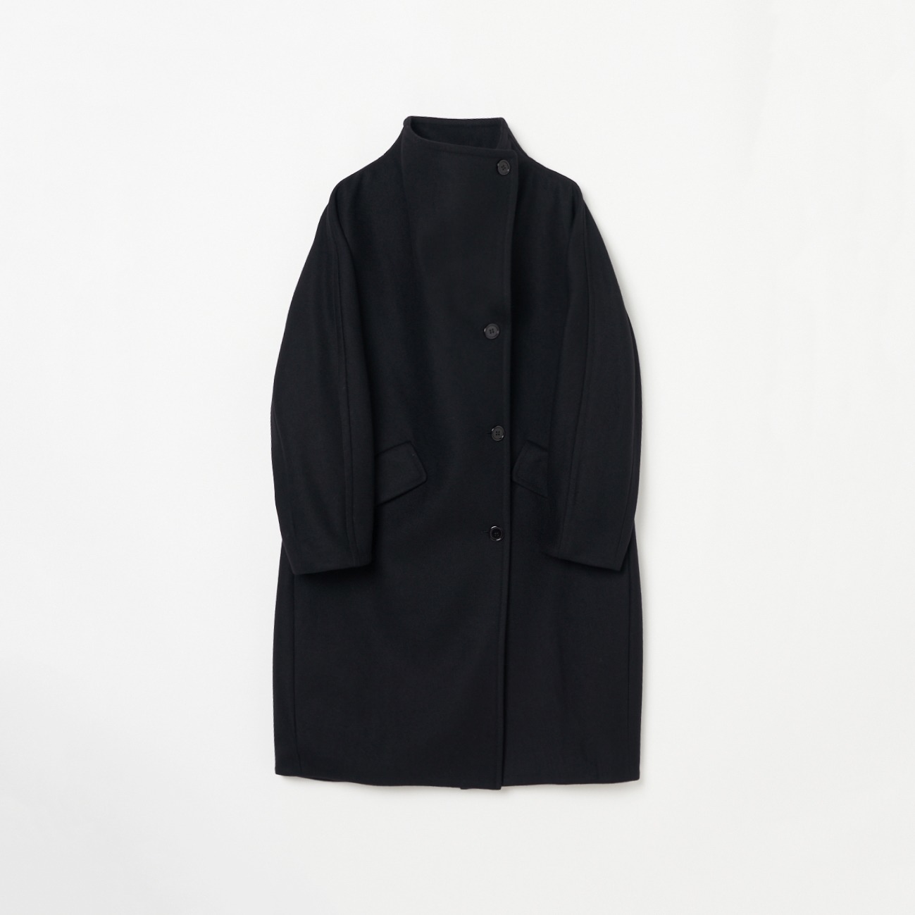 WOOL MELTON STAND COLLAR COAT 詳細画像 ブラック 1