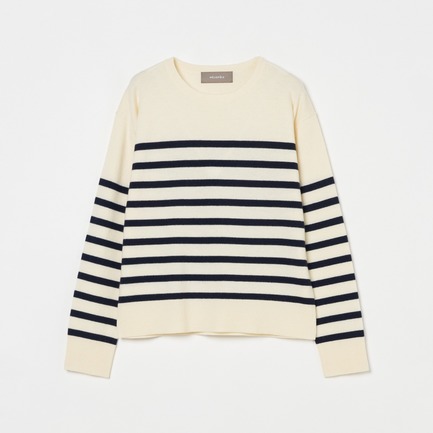 BORDER CREW NECK KNIT