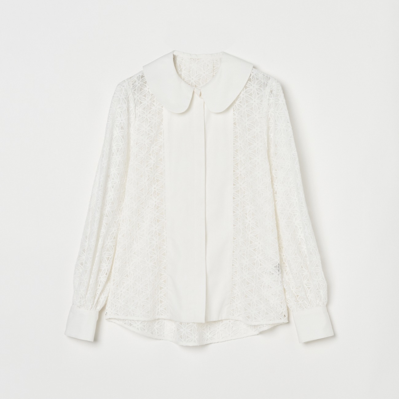 ROUND COLLAR RACE BLOUSE 詳細画像 ホワイト 1