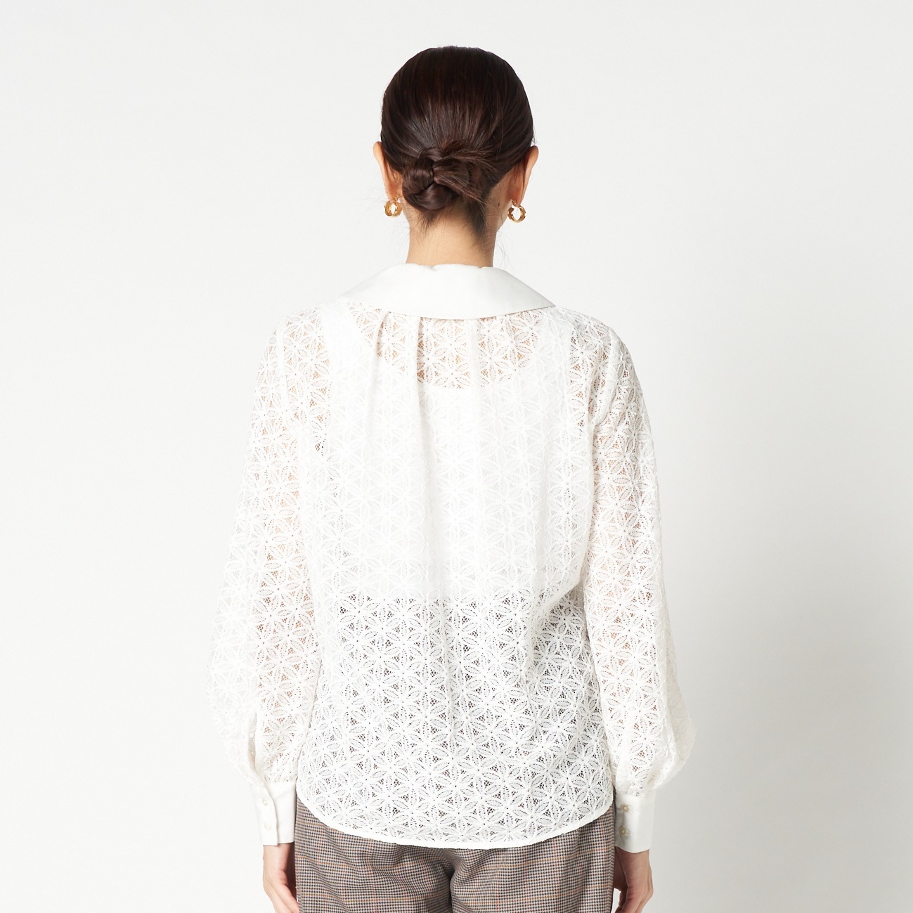 ROUND COLLAR RACE BLOUSE 詳細画像 ホワイト 7