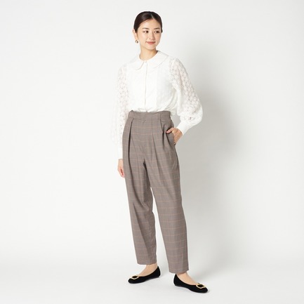 CHECK BELTLESS TAPERED PANTS 詳細画像 ダークブラウン 4