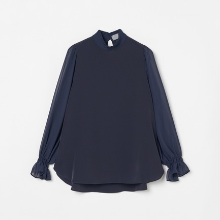 PLEATED COLLAR BLOUSE 詳細画像 ネイビー 1