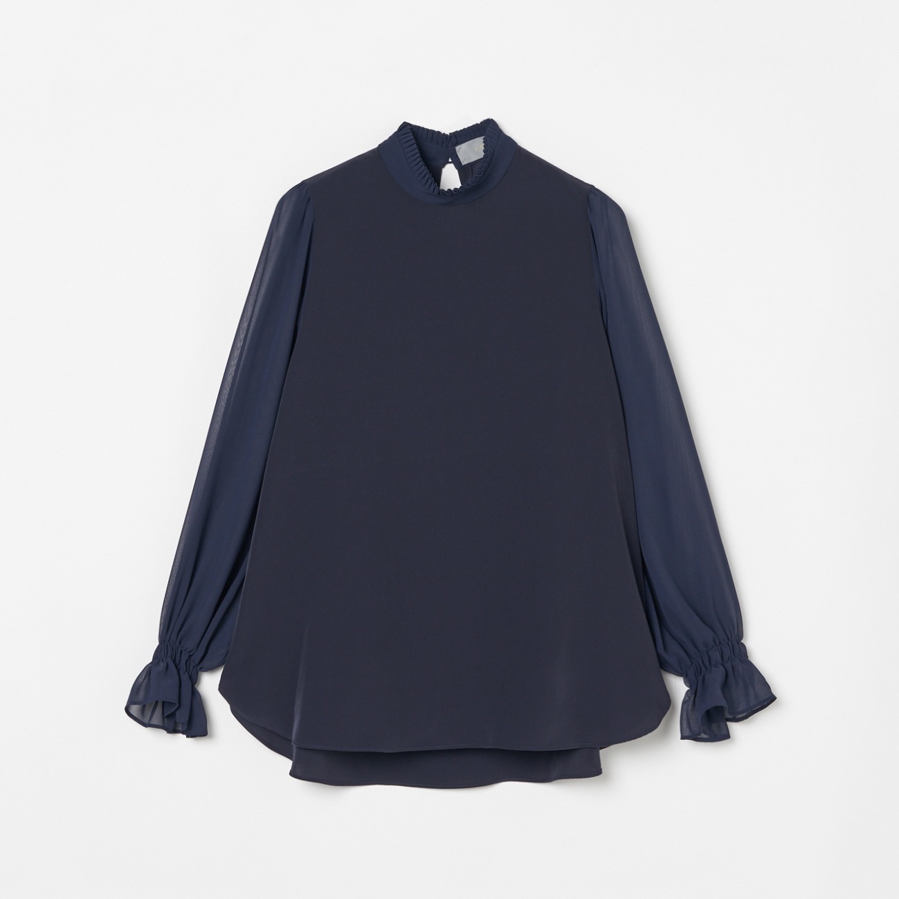 PLEATED COLLAR BLOUSE 詳細画像 ネイビー 1