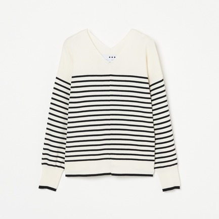 BORDER V-NECK KNIT 詳細画像 ホワイト 1