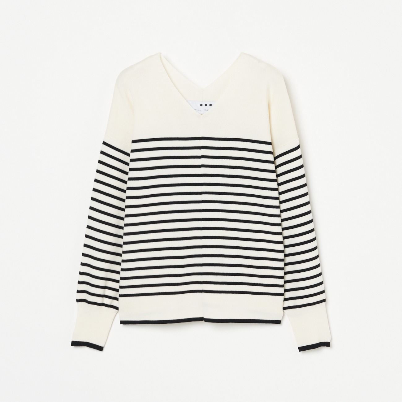 BORDER V-NECK KNIT 詳細画像 ホワイト 1