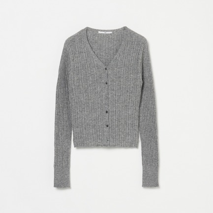 CASHMERE SILK RIB V CARDIGAN