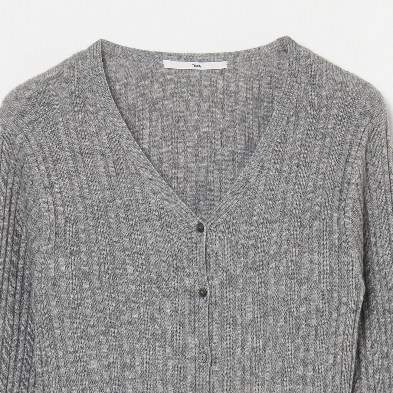 CASHMERE SILK RIB V CARDIGAN 詳細画像 ミディアムグレー 2