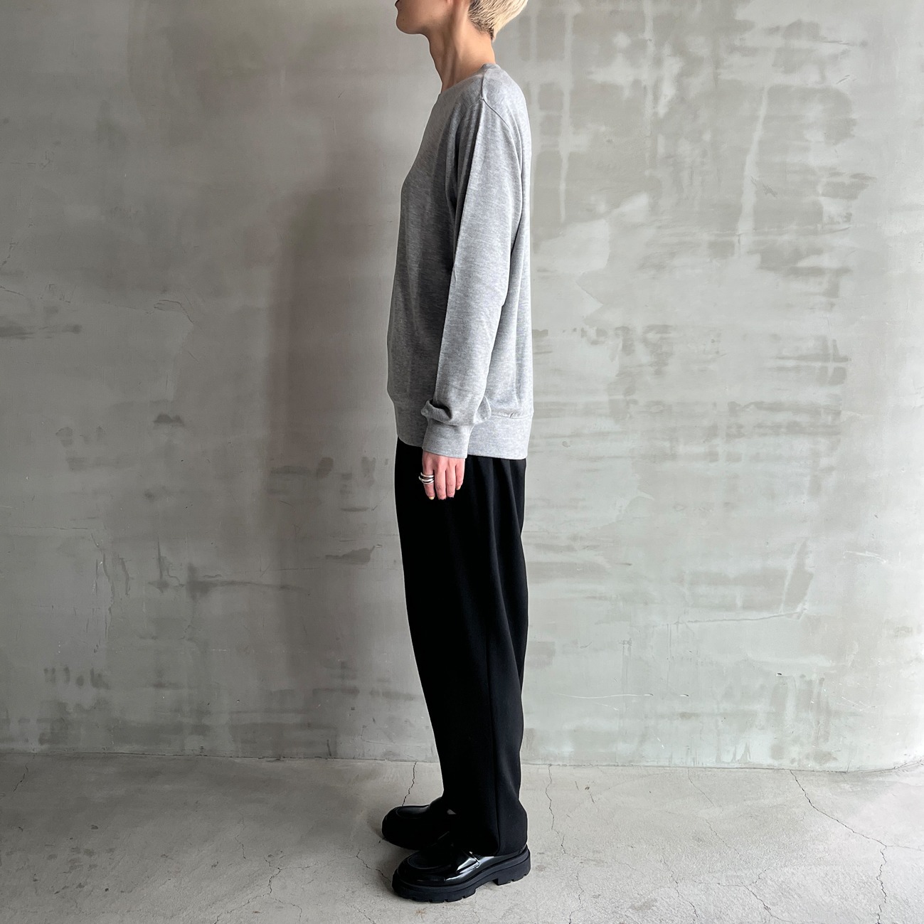 Brushed sweater simple crew neck 詳細画像 ライトグレー 6