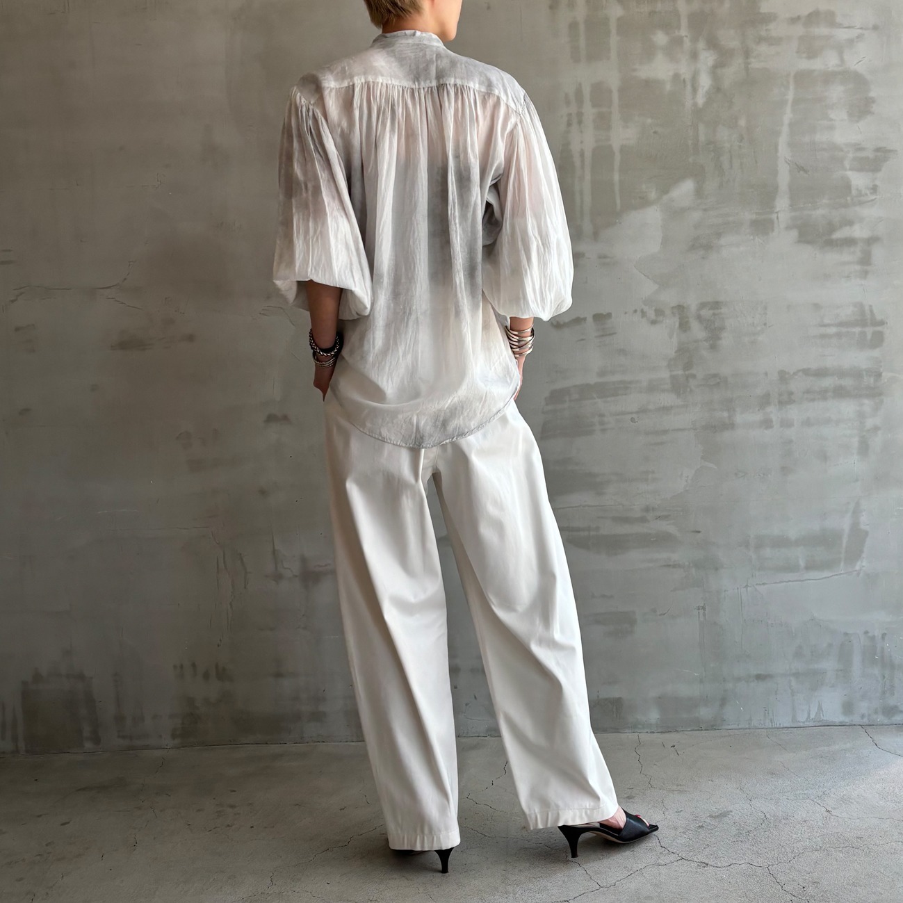 COTTON STRETCH DROST BARREL PANT 詳細画像 アイボリー 3