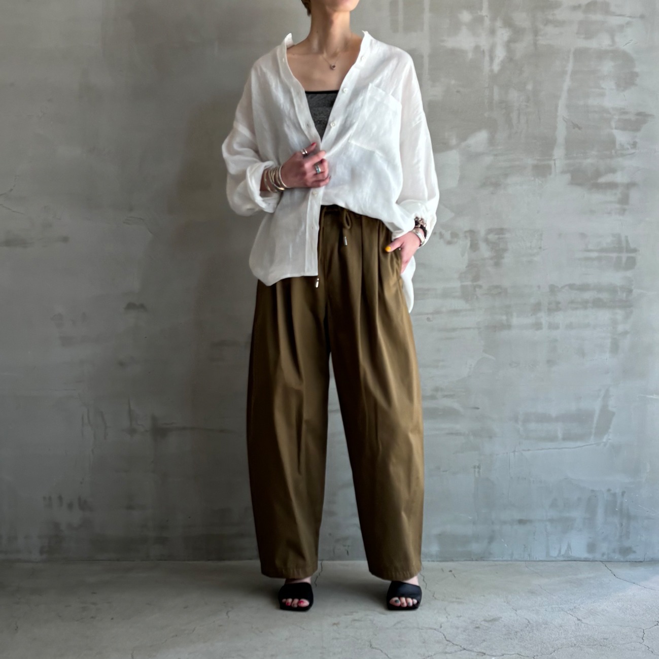 COTTON STRETCH DROST BARREL PANT 詳細画像 オリーブ 6