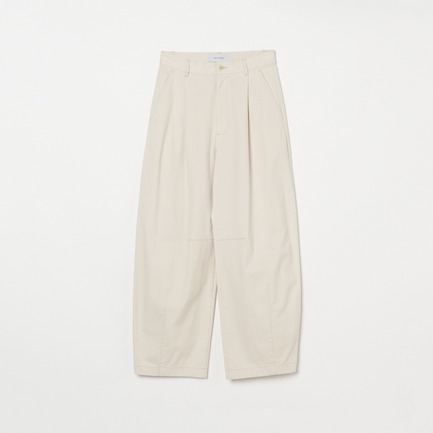 COTTON TWILL CURVY TUCK PANTS