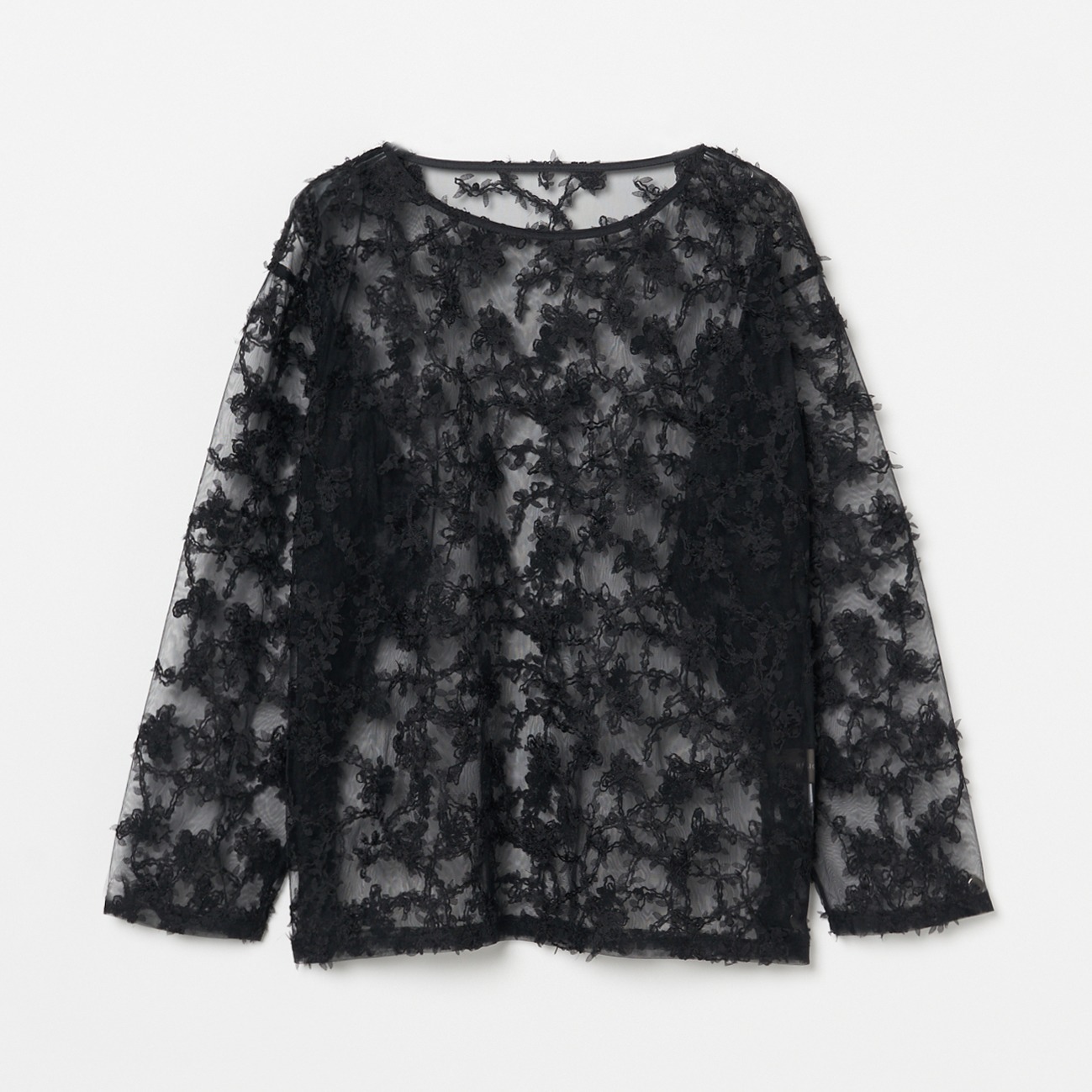 FLORAL PATTERN SHEER BLOUSE 詳細画像 ブラック 1