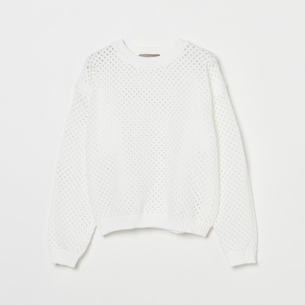 EYELET KNIT CREW NECK