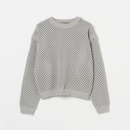 EYELET KNIT CREW NECK