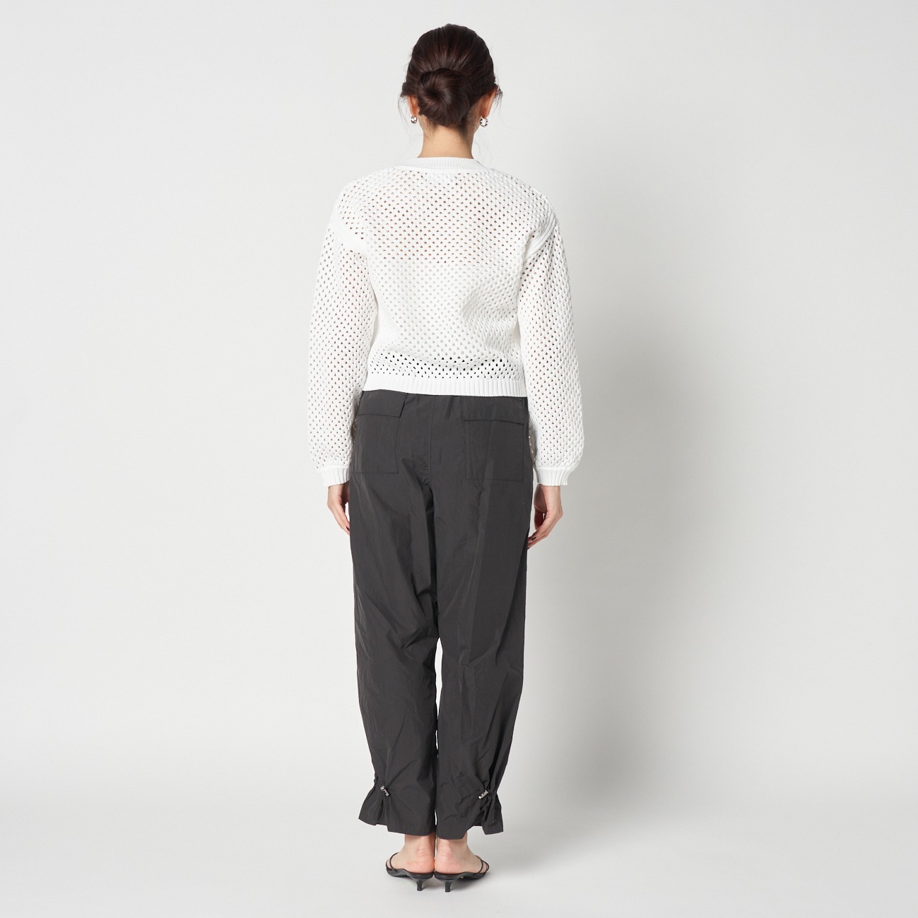 EYELET KNIT V NECK CARDIGAN 詳細画像 ホワイト 3