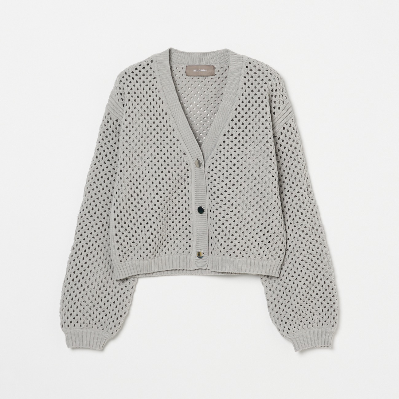 EYELET KNIT V NECK CARDIGAN 詳細画像 ミディアムグレー 1