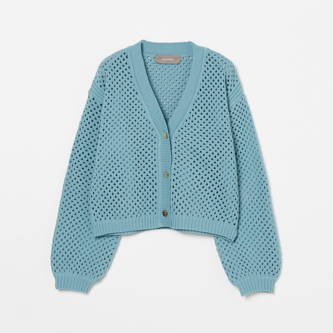 EYELET KNIT V NECK CARDIGAN 詳細画像 ライトグリーン 1