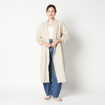 DUNGAREES LINEN LONG COAT 詳細画像 ベージュ 4