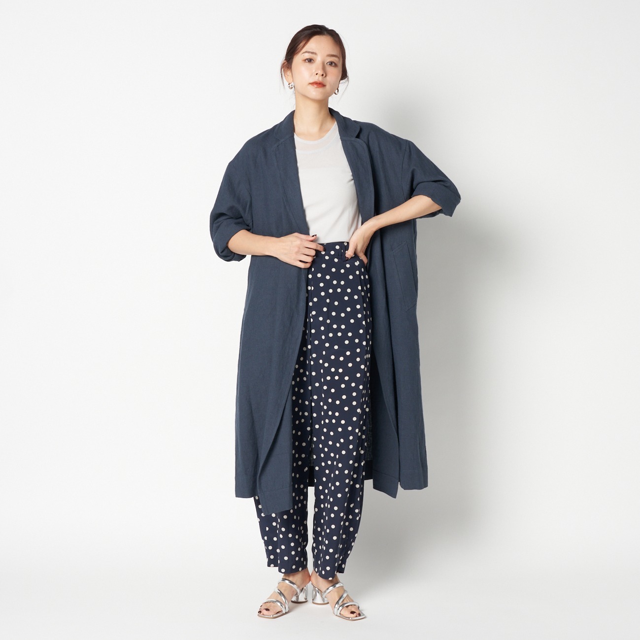 DUNGAREES LINEN LONG COAT 詳細画像 ネイビー 1