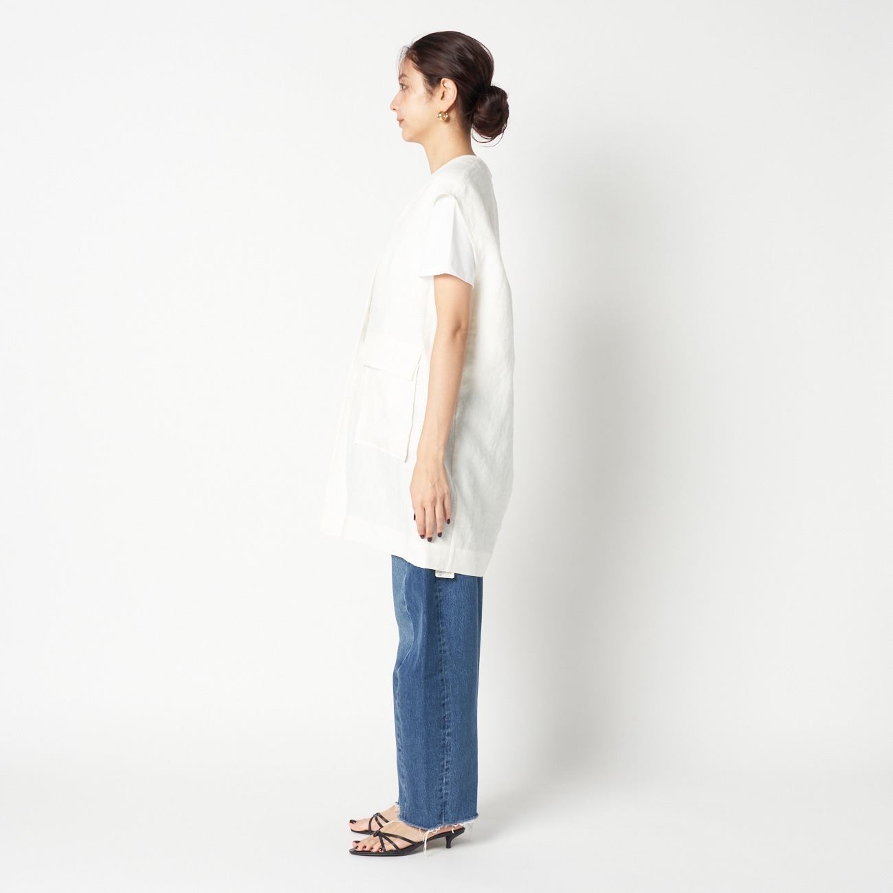 DUNGAREES LINEN LONG GILLET 詳細画像 ホワイト 7