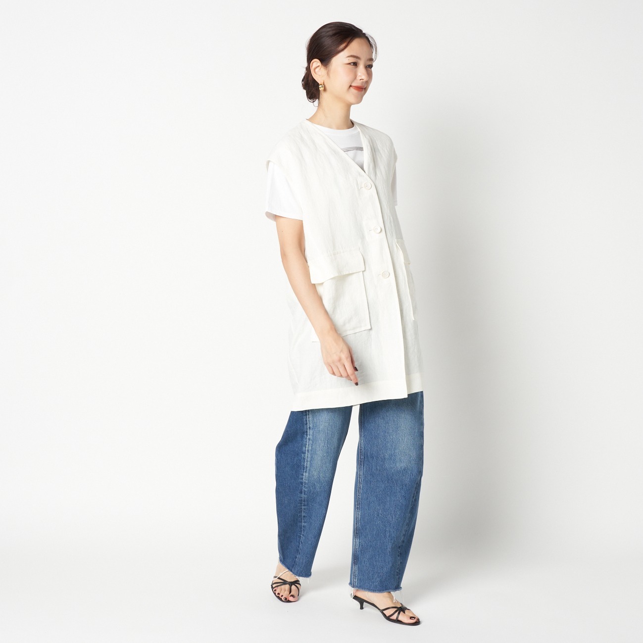 DUNGAREES LINEN LONG GILLET 詳細画像 ホワイト 9