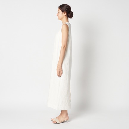 DUNGAREES LINEN LONG DRESS 詳細画像 ホワイト 2