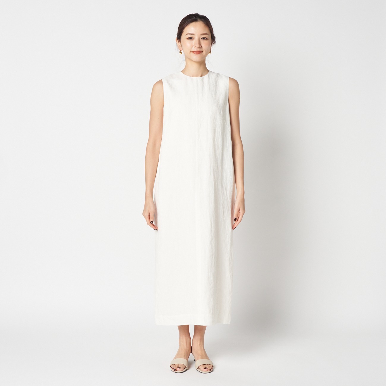 DUNGAREES LINEN LONG DRESS 詳細画像 ホワイト 1