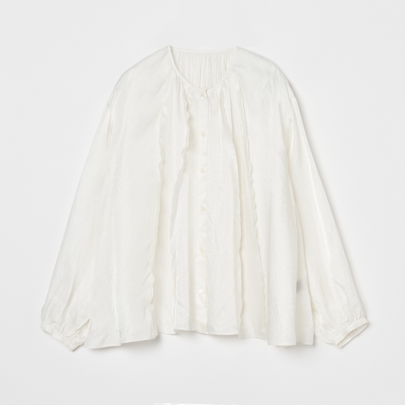 CREPE SHEER GATHERED BLOUSE 詳細画像 ホワイト 1