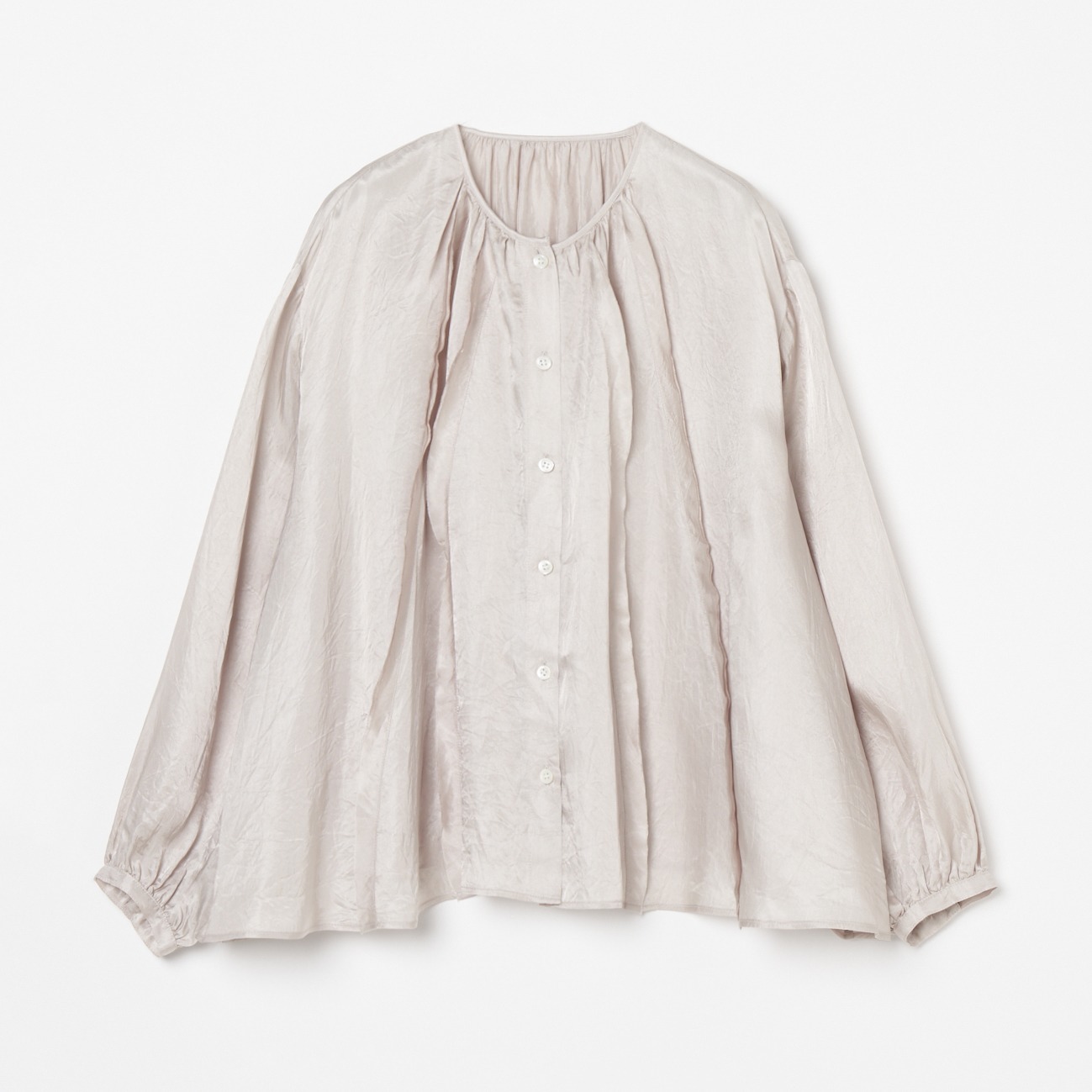 CREPE SHEER GATHERED BLOUSE 詳細画像 グレー 1